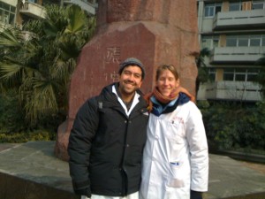 Michele and Andres in Chengdu, China at the Chengdu University of Traditional Chinese Medicine